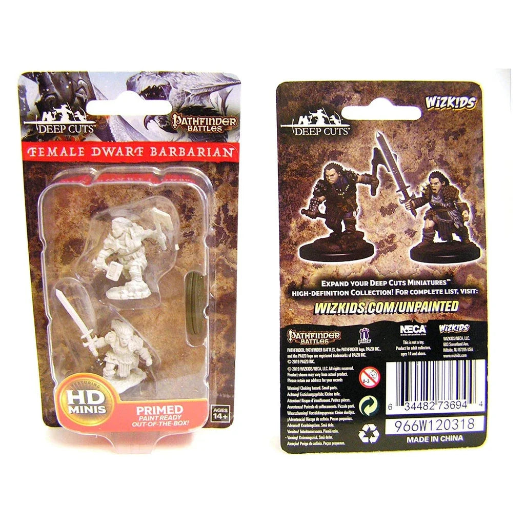 Pathfinder Battles Deep Cuts: Female Dwarf Barbarian (Unpainted)