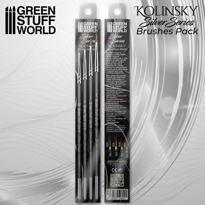 Green Stuff World SILVER SERIES Kolinsky Brush Set of 4 - 10193 - Cobbco