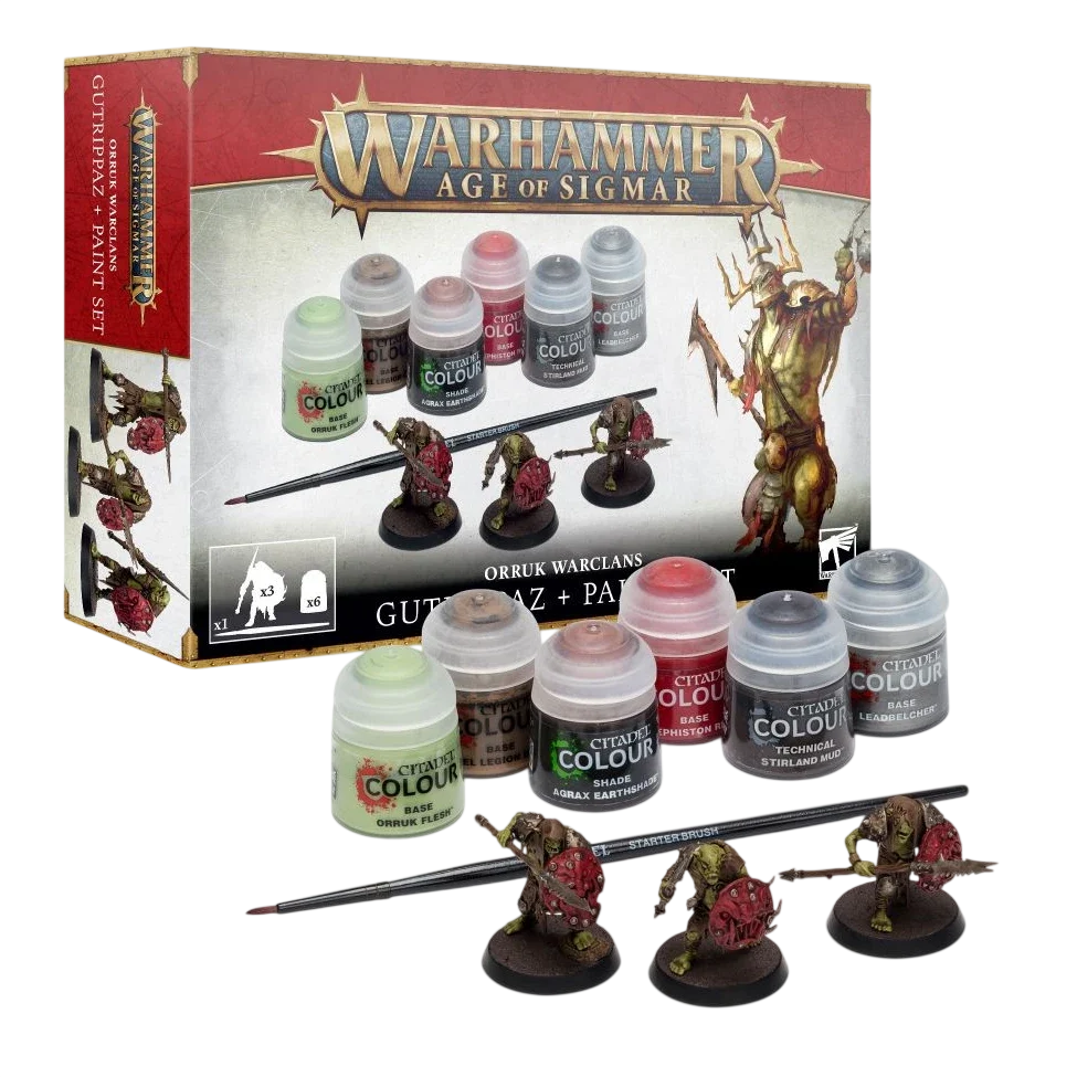 Orruk Warclans Gutrippaz + Paints Set (2021) (Unpainted) (Assembled)