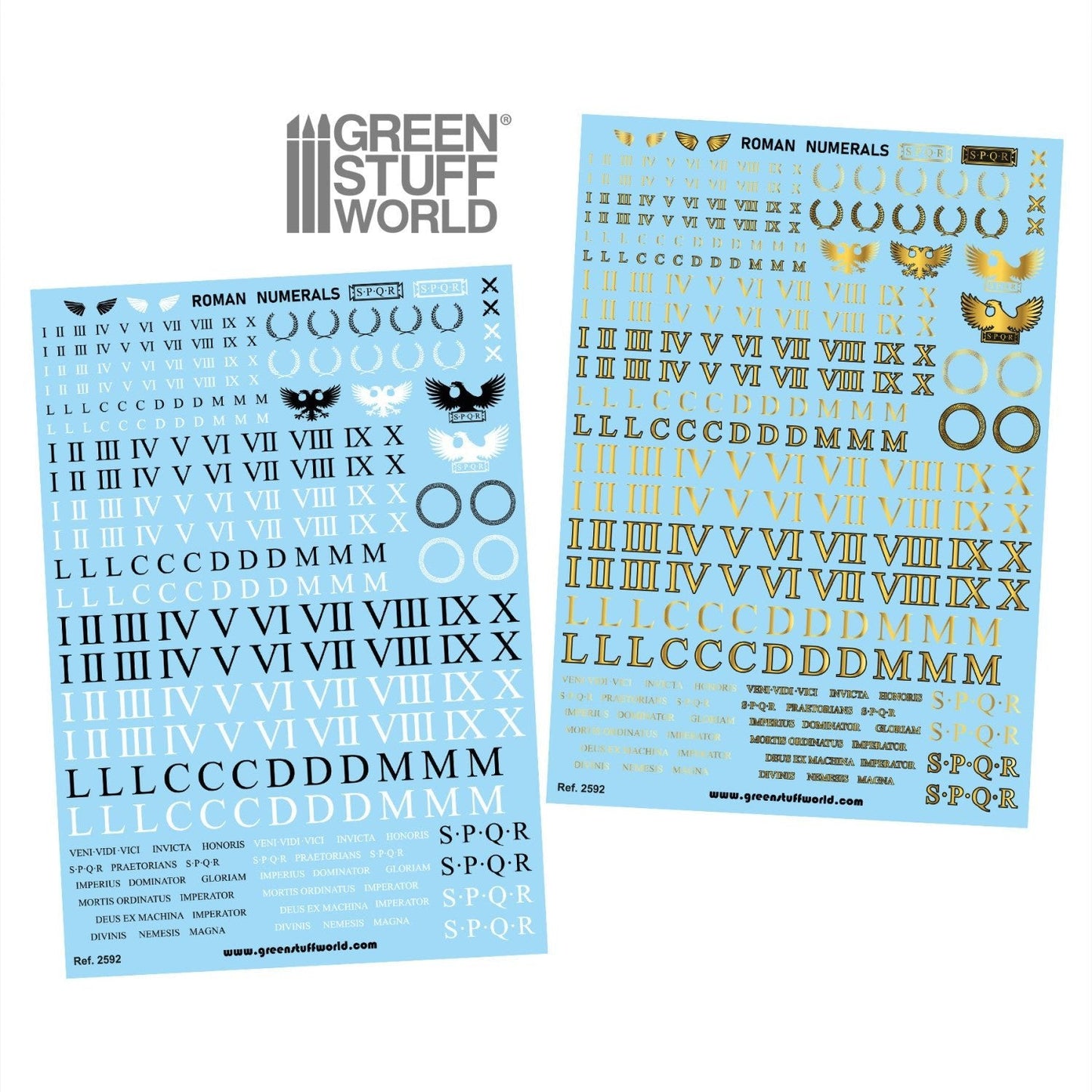 Green Stuff World Waterslide Decals - Roman Numerals - Wargaming and Modeling