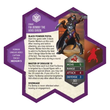 Fia Bonny the Void Siren Custom Painted Miniature's Army Card From Heroscape Age of Annihilation Battle Box: Battle for the Wellspring On Wargame Trader