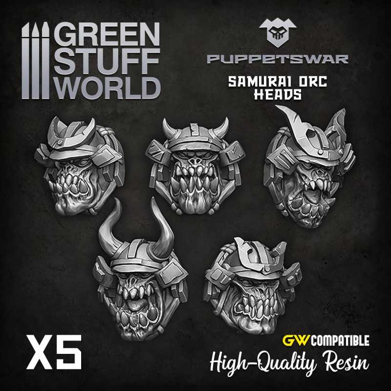 Green Stuff World for Models & Miniatures Samurai Orc Heads S393