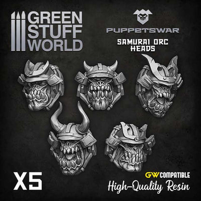 Green Stuff World for Models & Miniatures Samurai Orc Heads S393