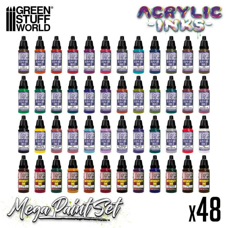 Green Stuff World Acrylic Dipping Ink and Contrast Mega Paint Set - 12263 - Cobbco