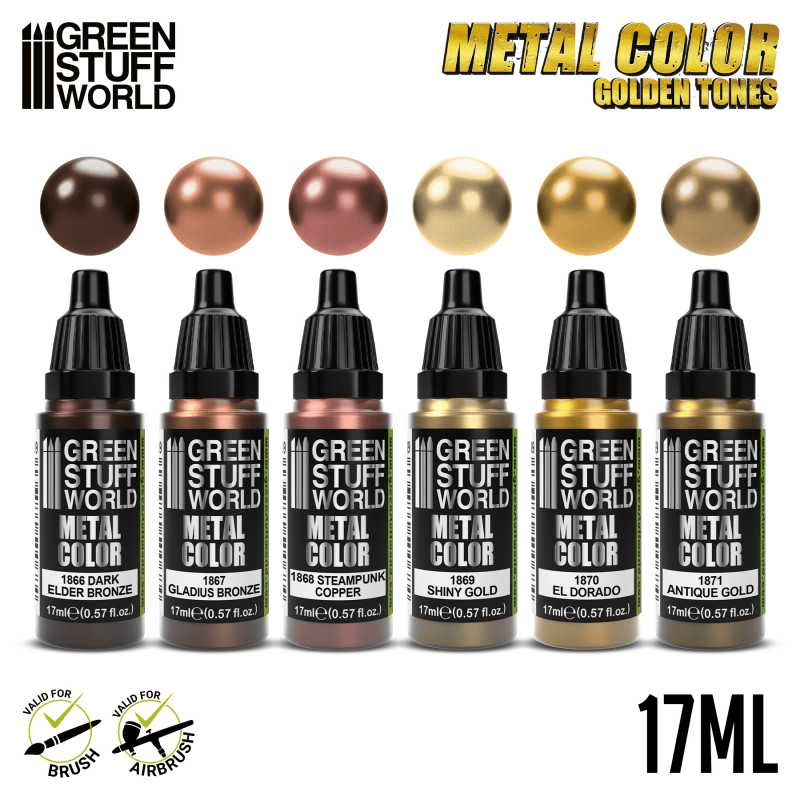 Green Stuff World Water Based Acrylic Paint Metal Color Set - Gold 9911 - Cobbco