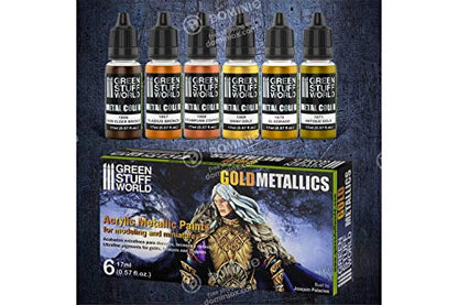 Green Stuff World Water Based Acrylic Paint Metal Color Set - Gold 9911 - Cobbco
