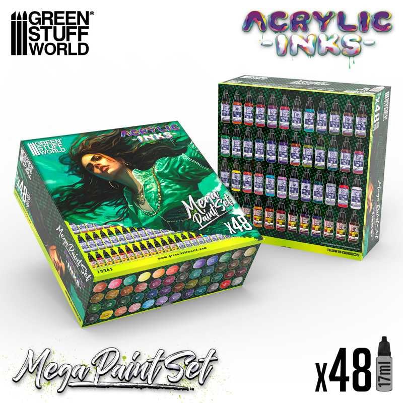 Green Stuff World Acrylic Dipping Ink and Contrast Mega Paint Set - 12263 - Cobbco