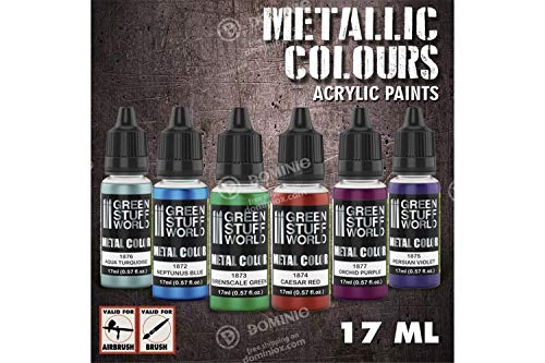 Green Stuff World Colour Metallics Paint Set 6 x 17ml - 9912