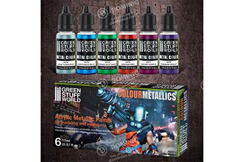 Green Stuff World Colour Metallics Paint Set 6 x 17ml - 9912