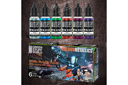 Green Stuff World Colour Metallics Paint Set 6 x 17ml - 9912