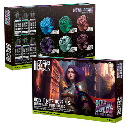 Green Stuff World Colour Metallics Paint Set 6 x 17ml - 9912