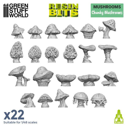 Green Stuff World for Models & Miniatures 3D Printed Set - Chunky Mushrooms 11621