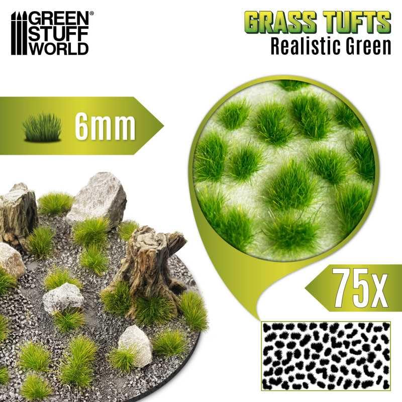 Green Stuff World Static Grass Tufts 6 mm - Realistic Green - 10669
