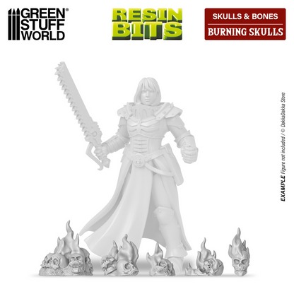Green Stuff World for Models and Miniatures 50 Burning Resin Skulls 1498