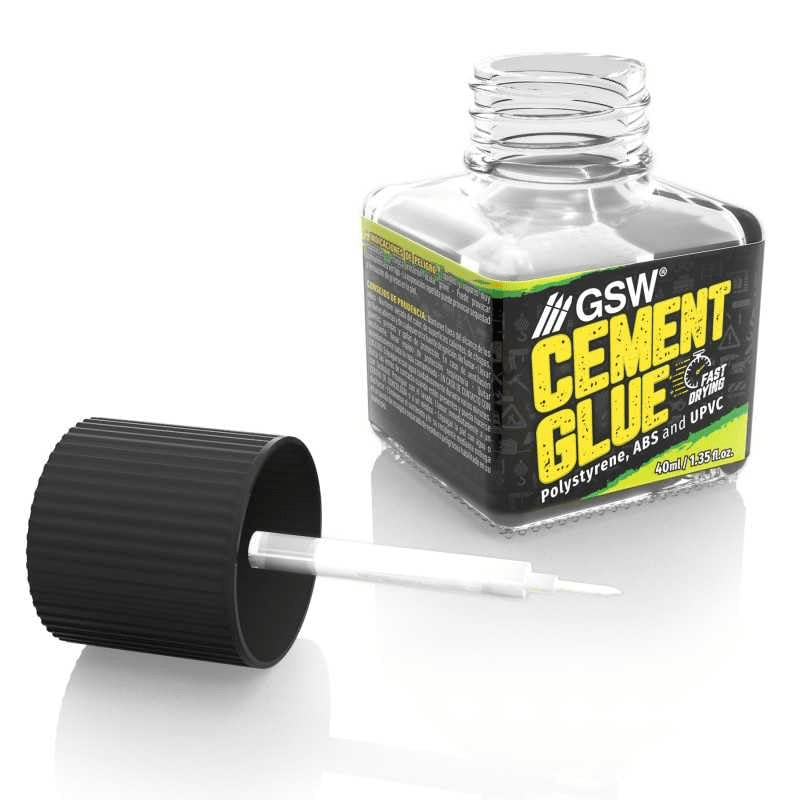 Green Stuff World Cement Glue for Plastic Models, 40ml with 2 Fine Applicator Brushes 5139 - Cobbco