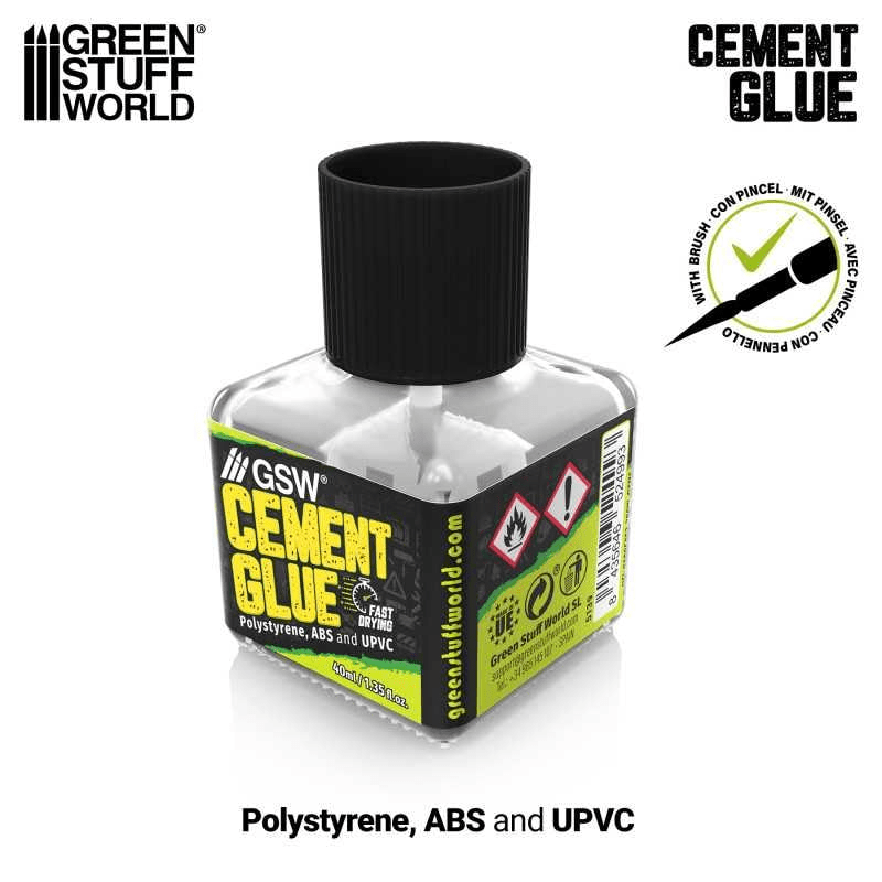 Green Stuff World Cement Glue for Plastic Models, 40ml with 2 Fine Applicator Brushes 5139 - Cobbco