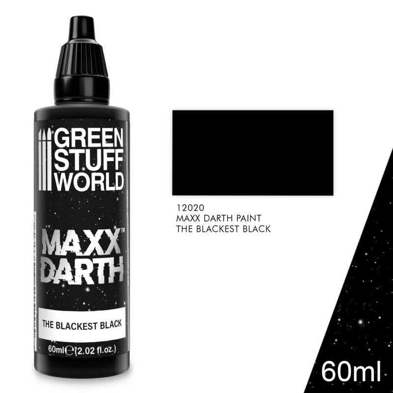 Green Stuff World Maxx Darth Black Paint 60 ml The Blackest Black Paint 98.9 Percent Light Absorption Rate - Cobbco