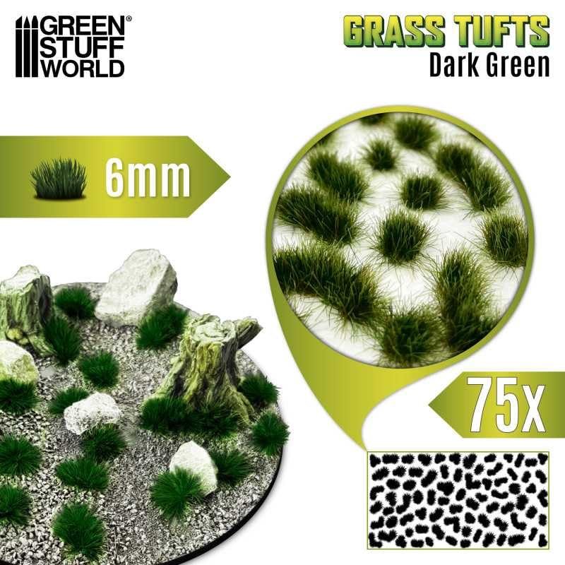 Green Stuff World Static Grass Tufts 6 mm - Dark Green - 10668 - Cobbco