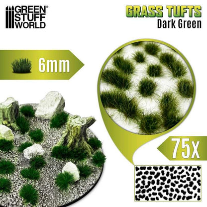 Green Stuff World Static Grass Tufts 6 mm - Dark Green - 10668 - Cobbco