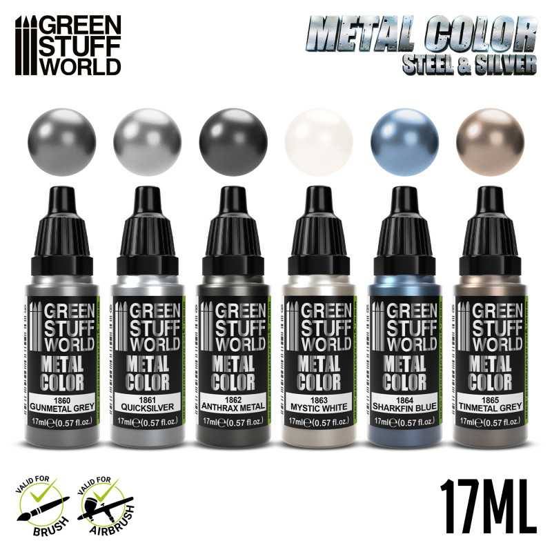Green Stuff World Metallic Paints Set - Silver 9910