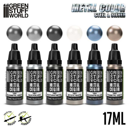 Green Stuff World Metallic Paints Set - Silver 9910