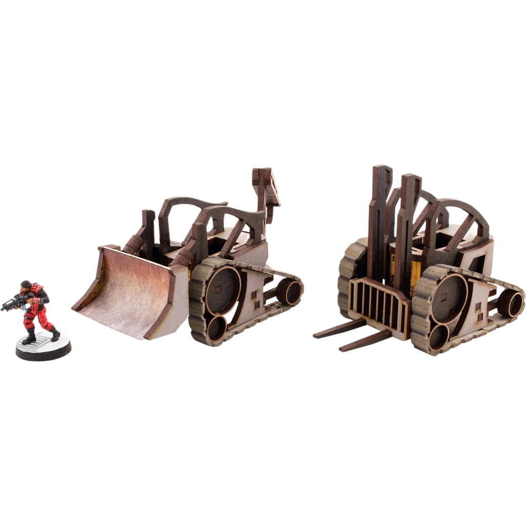 Forklift and Bulldozer (Custom Painted) (Assembled)