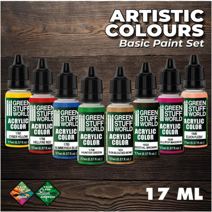 Green Stuff World Basic Color Paint Set of 8 10102 - Cobbco