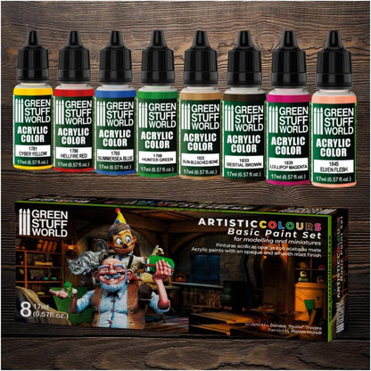 Green Stuff World Basic Color Paint Set of 8 10102 - Cobbco