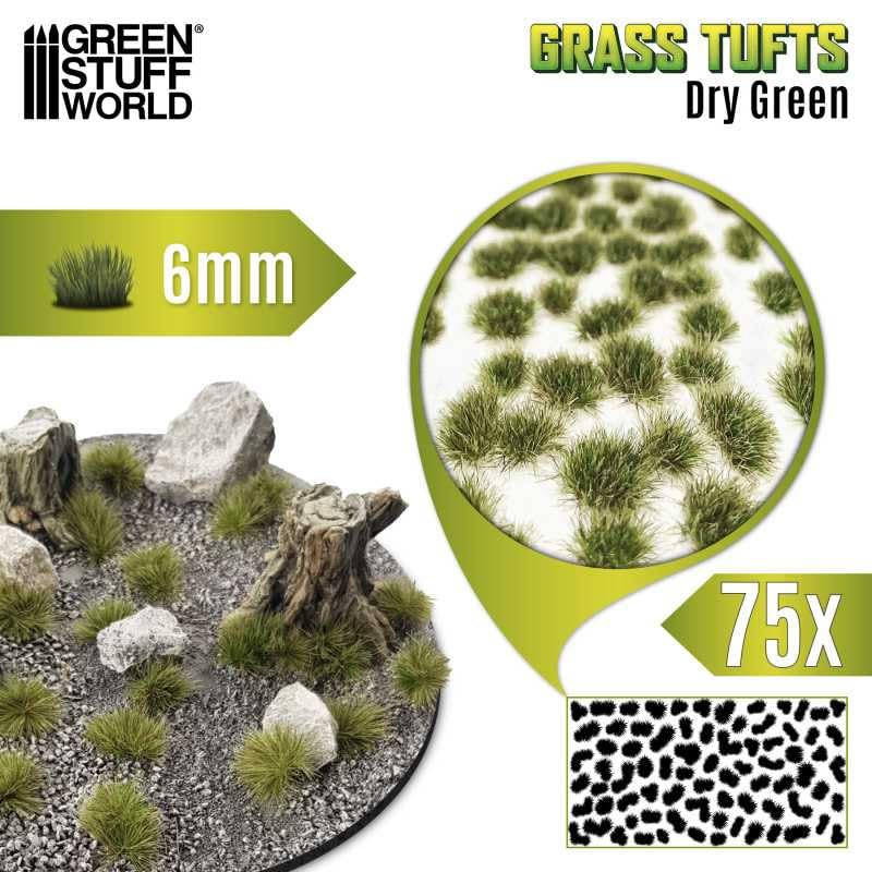 Green Stuff World Static Grass Tufts 6 mm - Dry Green - 10670 - Cobbco