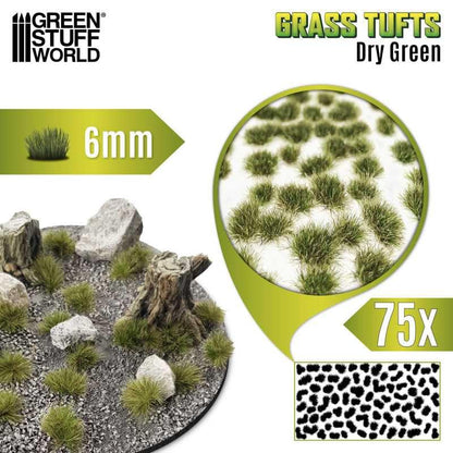 Green Stuff World Static Grass Tufts 6 mm - Dry Green - 10670 - Cobbco