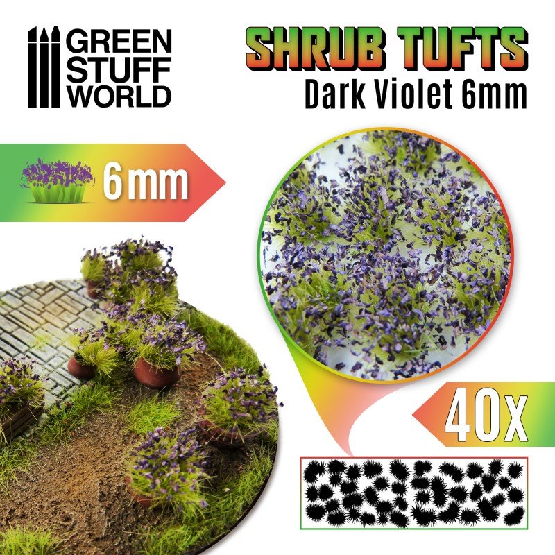 Green Stuff World for Models & Miniatures: Shrub Tufts - 6mm Dark Violet 10743 - Cobbco