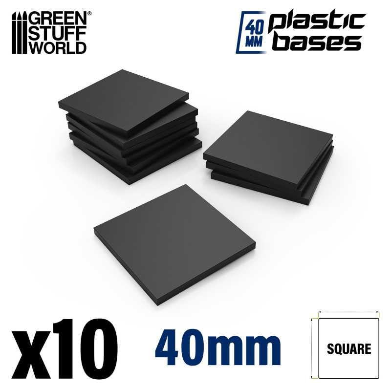 Green Stuff World 40mm Square Plastic Bases - Black 9832