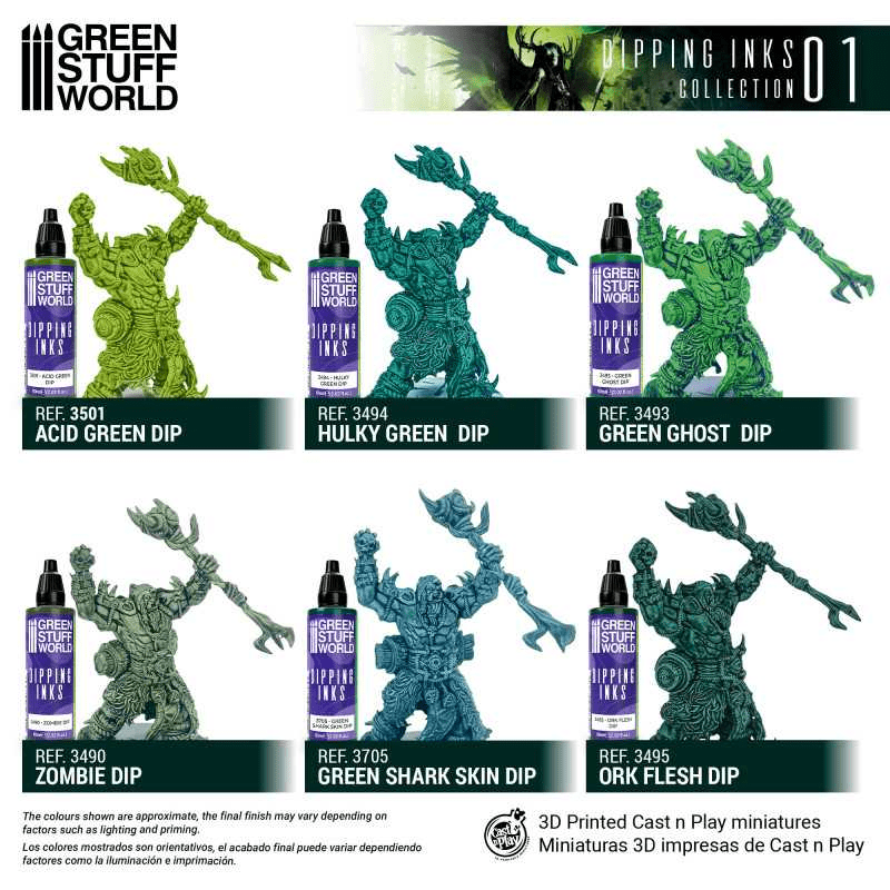 Green Stuff World Paint Set 11693 - Dipping Ink Contrast Paint Collection 01 - Cobbco