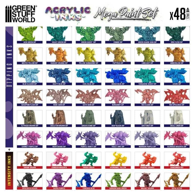 Green Stuff World Acrylic Dipping Ink and Contrast Mega Paint Set - 12263 - Cobbco