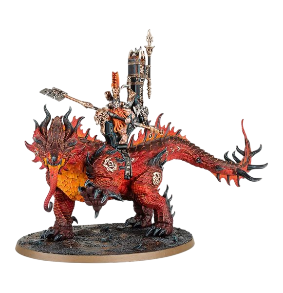 Auric Runefather on Magmadroth (Custom Painted) (Assembled) from Age of Sigmar