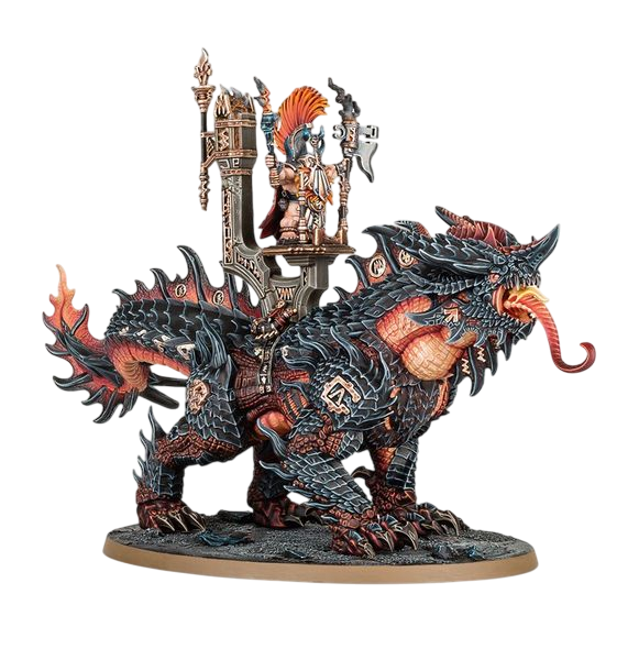 Auric Runesmiter on Magmadroth (Unpainted) (Assembled) from Age of Sigmar