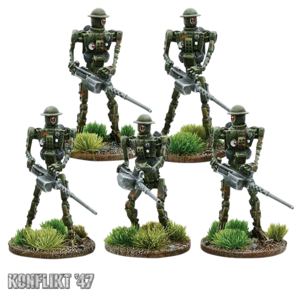 British Automated Infantry with HMG (Unpainted) (Assembled)
