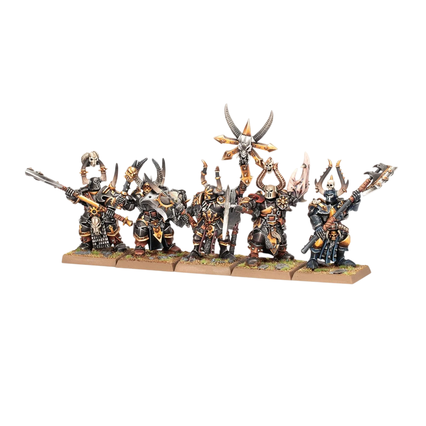 Chosen Chaos Warriors Command (Unpainted) (Assembled)
