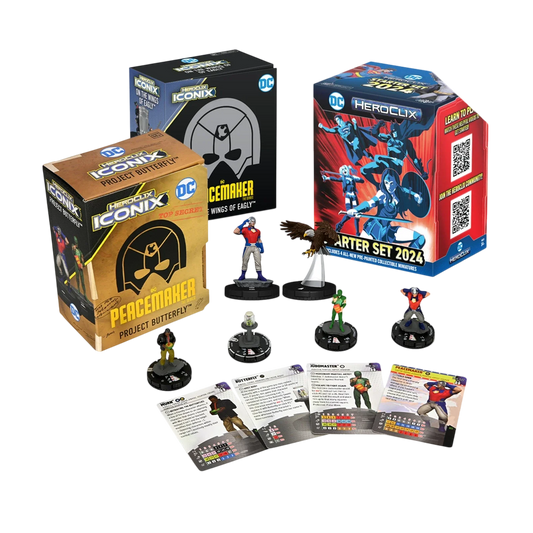 DC HeroClix: Peacemaker Iconix & 2024 Starter Set Bundle (Prepainted)