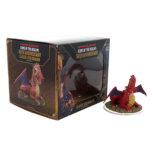 D&D Icons of the Realms: 50th Anniversary: Classic Red Dragon Boxed Miniature (Unpainted)