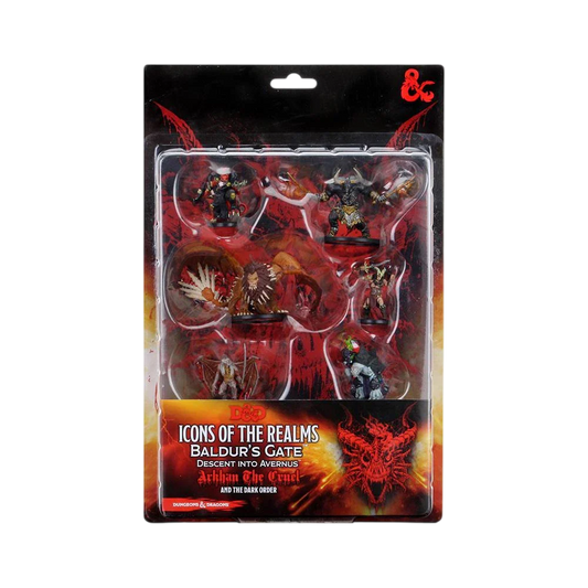 D&D Icons of the Realms: Figure Pack: Descent into Avernus: Arkhan the Cruel and The Dark Order (Unpainted)