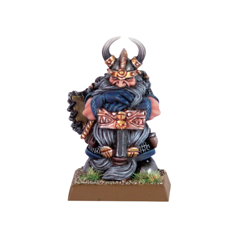Dwarf Lord with Horned Helm and Hammer (Unpainted) (Assembled)