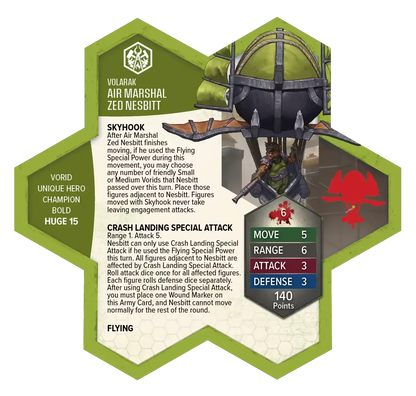 Air Marshall Zed Nesbitt New in Box Unpainted Miniature's Army Card From Heroscape Boiling Tension on Wargame Trader