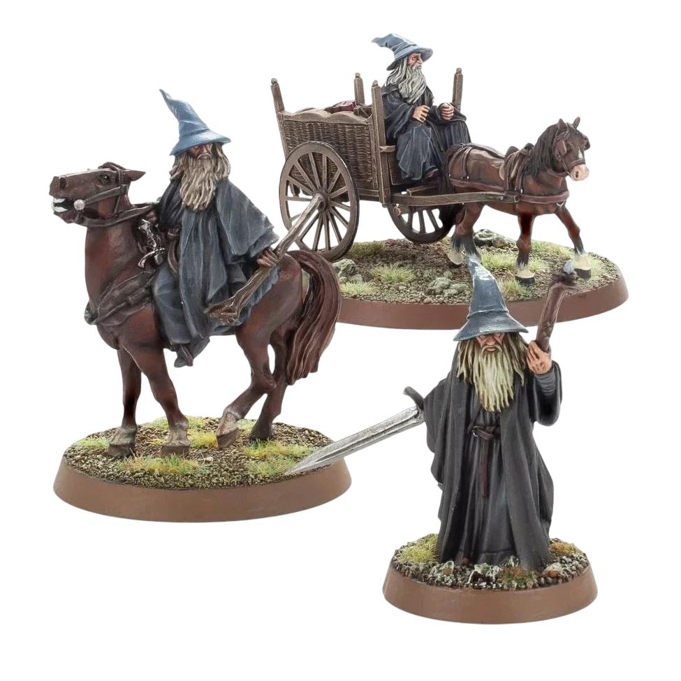 Gandalf the Grey Foot, Mounted and on Cart (Unpainted) (Assembled)