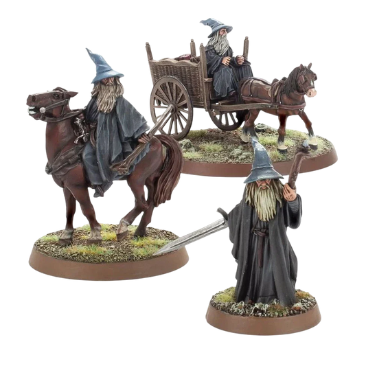 Gandalf the Grey Foot, Mounted and on Cart (Custom Painted) (Assembled)