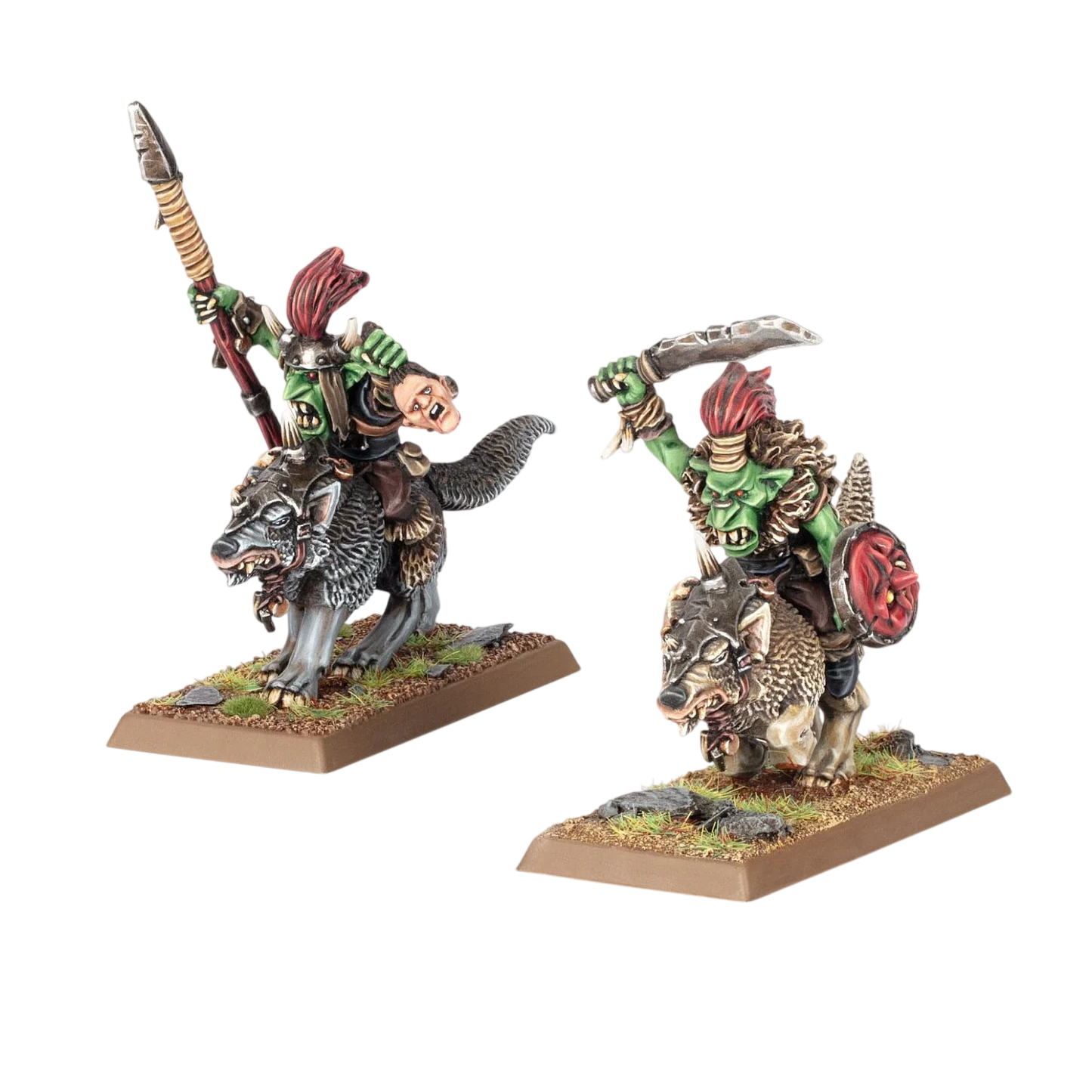 Goblin Wolf Rider Bosses (Unpainted) (Assembled)