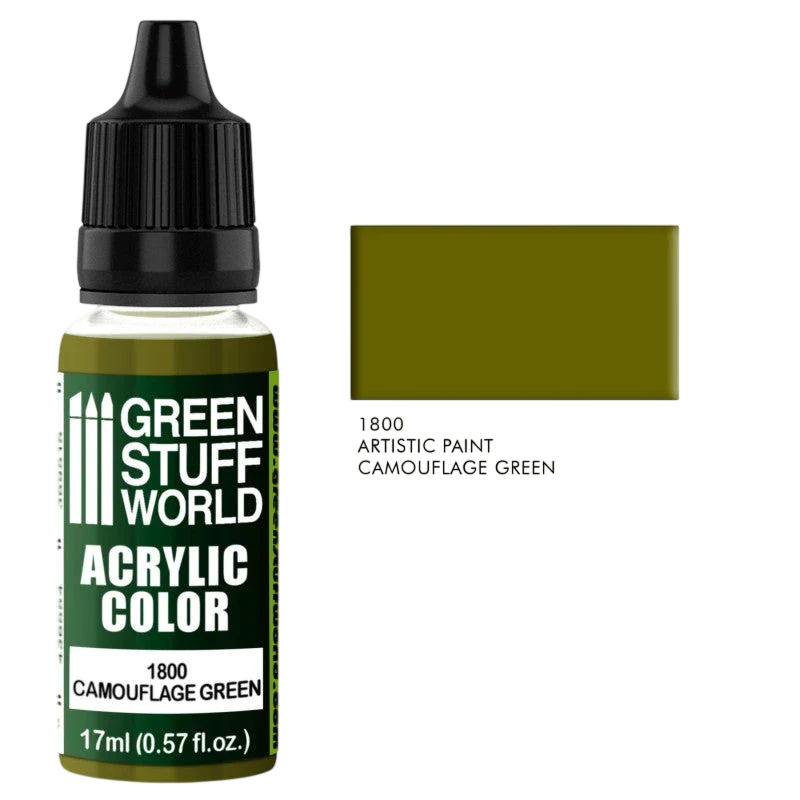 Green Stuff World - Acrylic Color Camouflage Green 1800  for Models and Miniatures