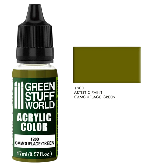Green Stuff World - Acrylic Color Camouflage Green 1800 for Models and Miniatures