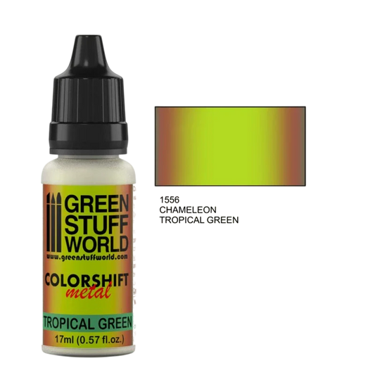 Green Stuff World - Chameleon Metal Paint Tropical Green 1556 for Models and Miniatures