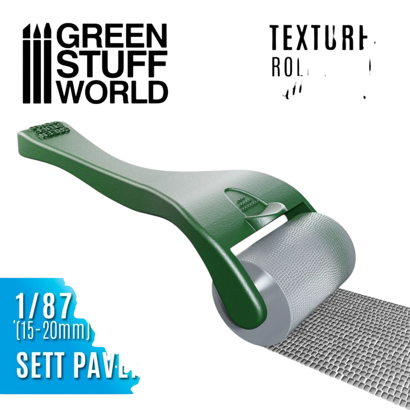 Green Stuff World - Rolling pin with Handle - Sett Pavement 15mm 10494